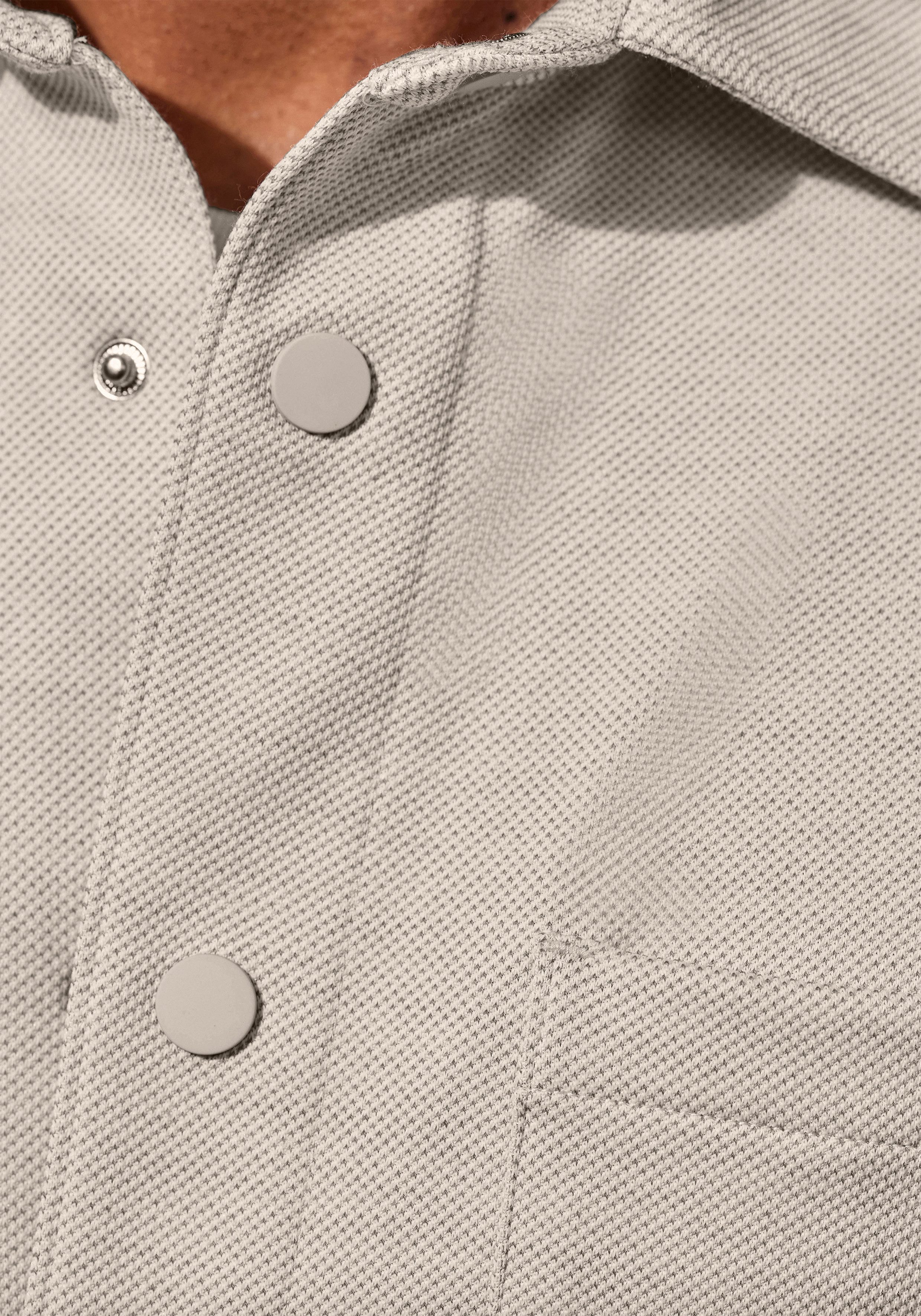 John Devin Hemdjacke, Overshirt aus weicher Piqué-Qualität, Knopfleiste mit Druckknöpfen
