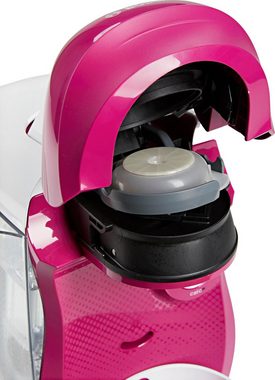 TASSIMO Kapselmaschine Happy TAS1001, über 70 Getränke, platzsparend, vollautomatisch, geeignet für alle Tassen, Wassertank 0,7 L, Weiß/Rosa