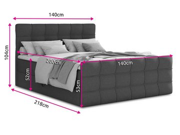 Sofnet Boxspringbett Best Lux (mit zwei Bettkasten, Bonell-Matratze und Topper), Doppelbett, Polsterbett mit Kopfteil und Fußteil