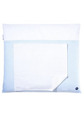 Nordic Coast Company Wickelauflage, Wickelauflage Blau Weiß gestreift [70x80 cm] 100% zertifizierte Baumwolle Wechselbares Handtuch Wickelunterlage Baby Wickeltischauflage