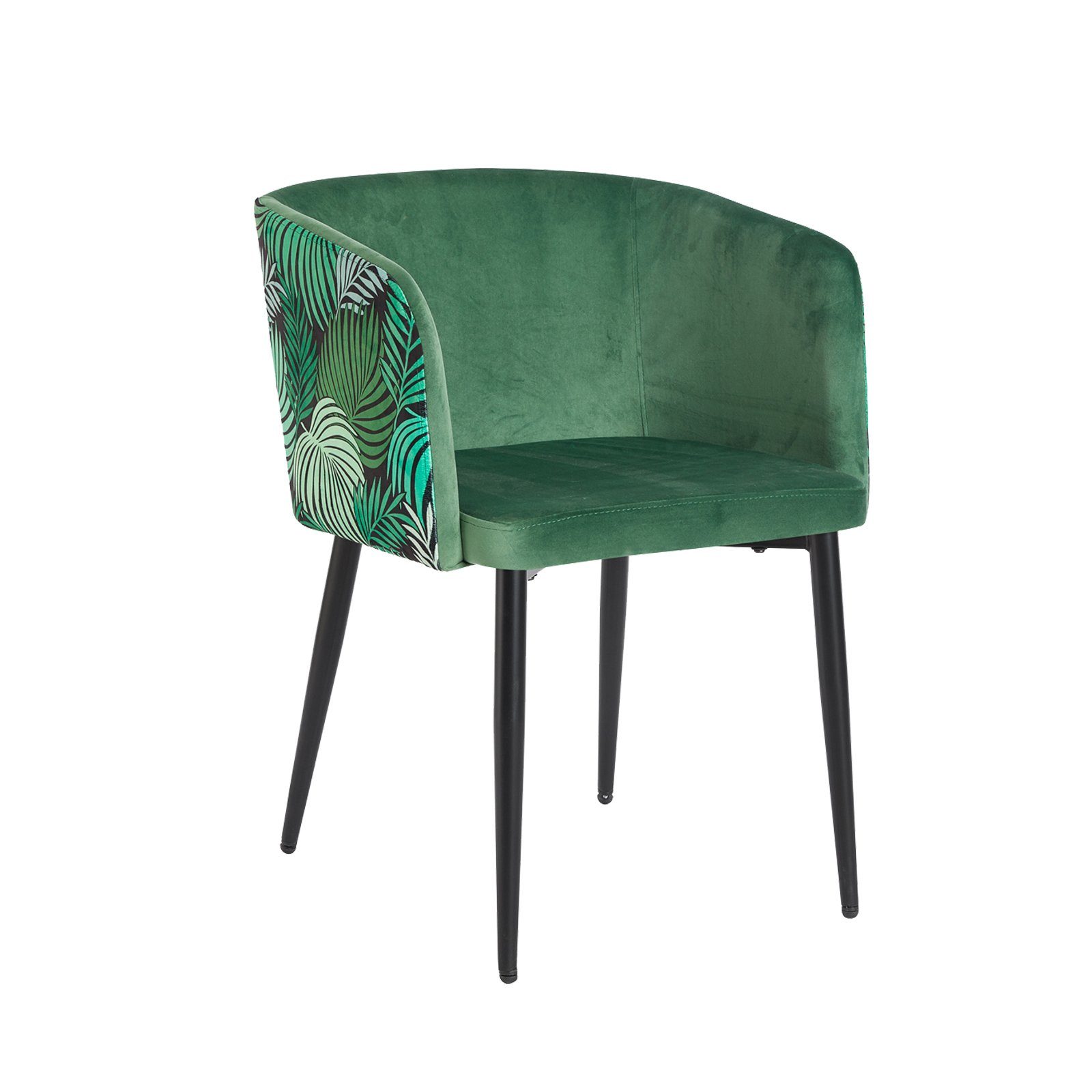 HTI-Living Esszimmerstuhl Stuhl Destin (Einzelstuhl, 1 St), Esszimmerstuhl Armlehnenstuhl Samt Muster Leaf Grün