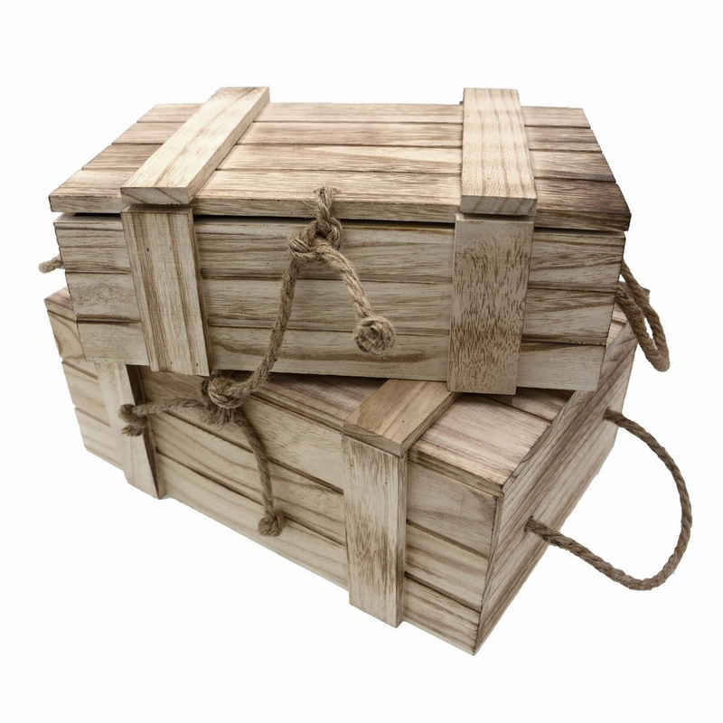 UNUS HOME Dekokiste Holz-Kisten mit Deckel 2er Set (2 St., 2er Set Groß: 36x14,5x24cm, Klein: 30x10x18,5cm (BxHxT)
