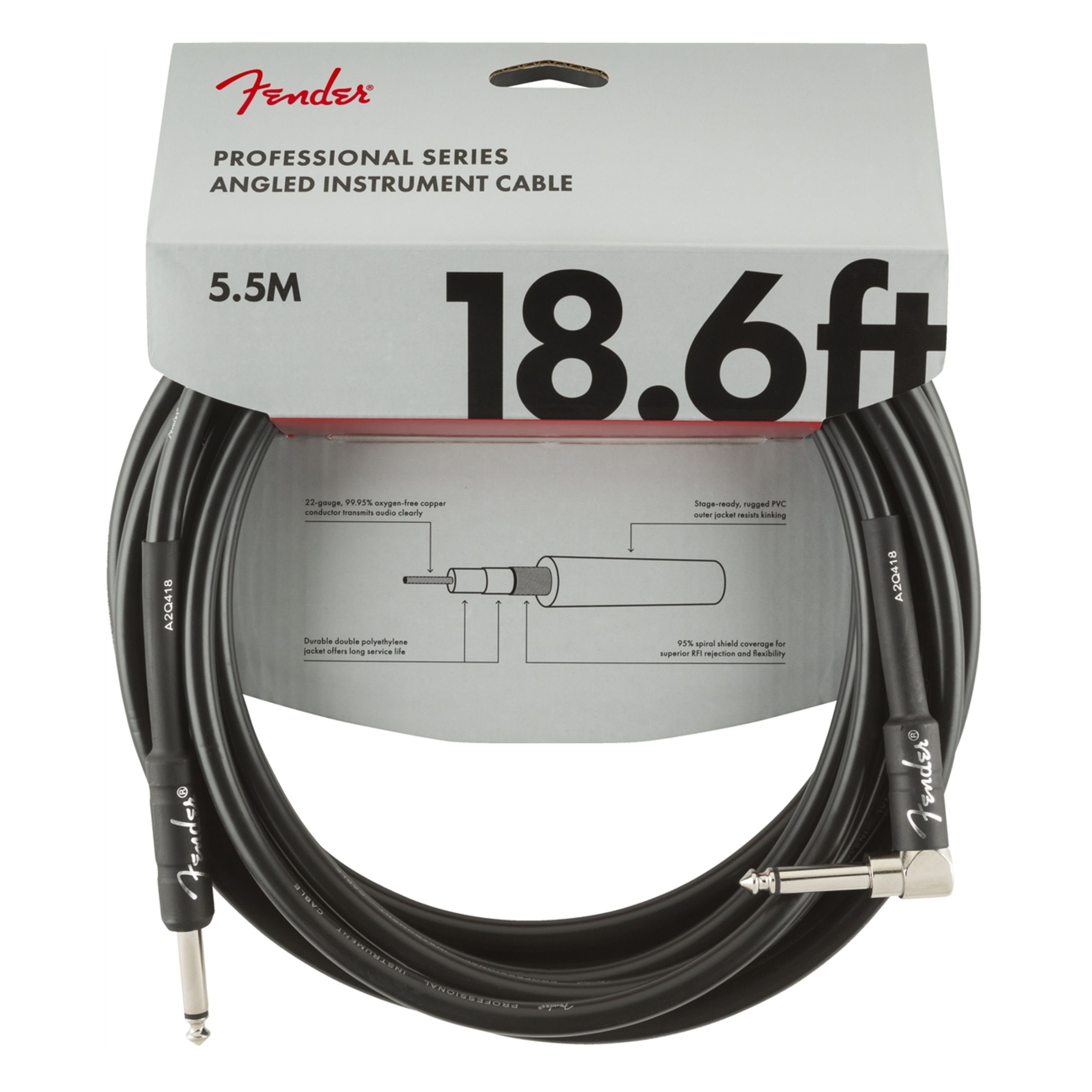 Fender Instrumentenkabel, Professional Instrument Cable BLK 5,5 m - Instrumentenkabel