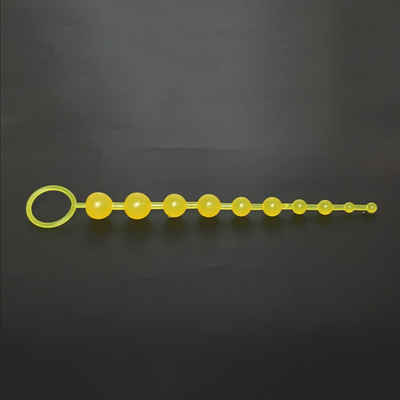 TPFSecret Analkette für Männer und Frauen, ergonomische große 29,5cm Anal Kette, mit 10 Perlen, und unterschiedlichem Durchmesser - Farbe: Gelb