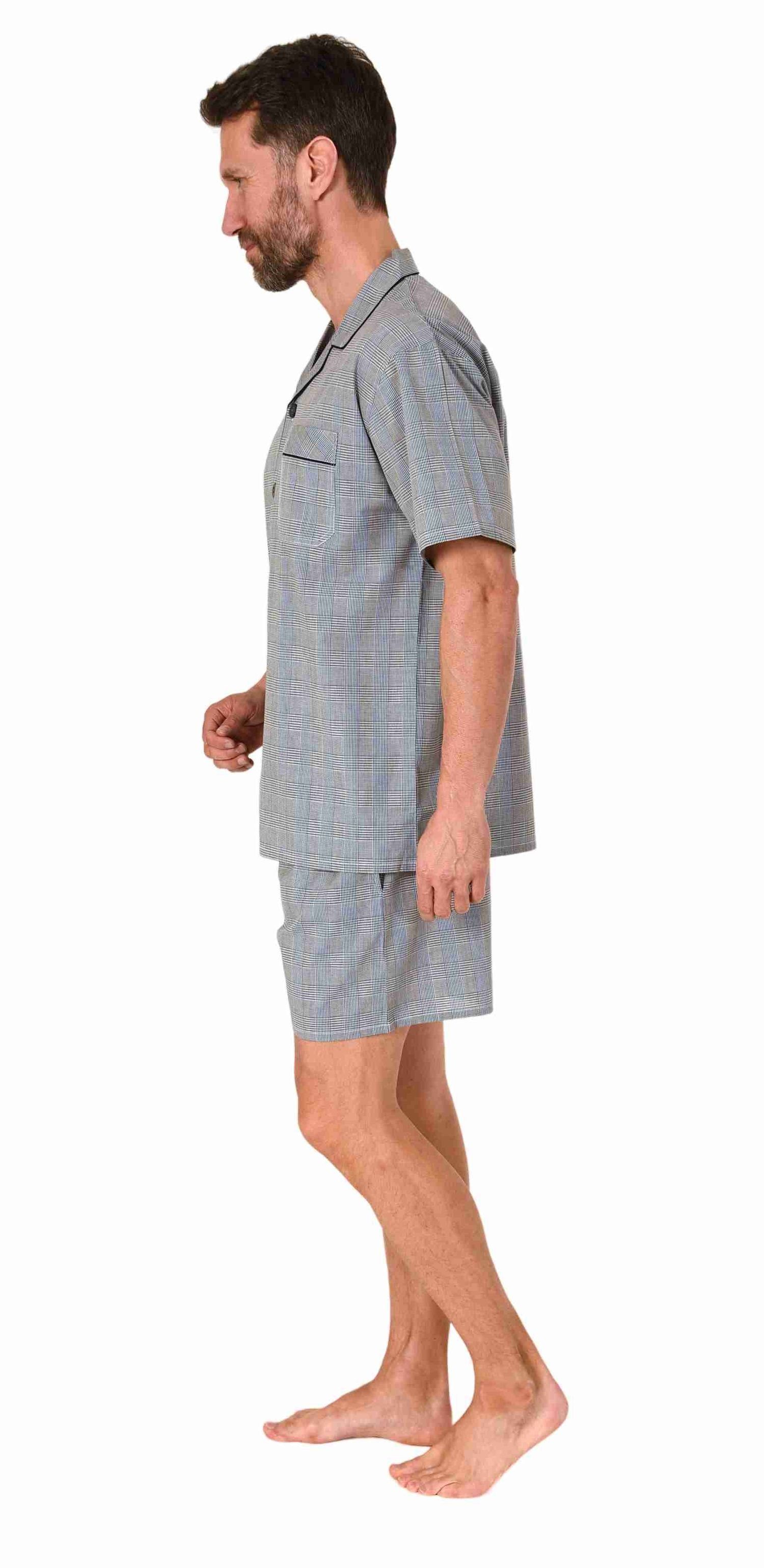 Normann Pyjama Herren Schlafanzug Shorty Pyjama kurzarm gewebt zum Knöpfen günstig online kaufen