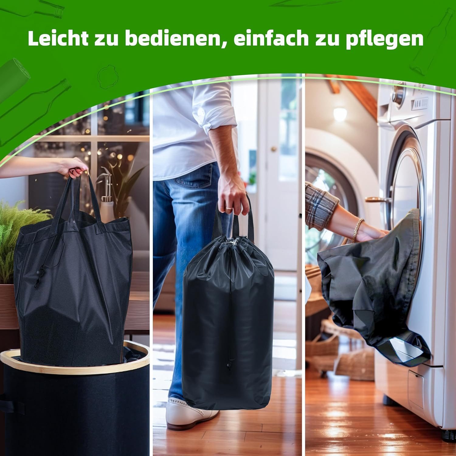 Zedelmaier Fangsack Pfandflaschen Auffangbehälter mit Deckel und XXL Tragetaschen, für Recycling, großes Fassungsvermögen für die Aufbewahrung, 100 l