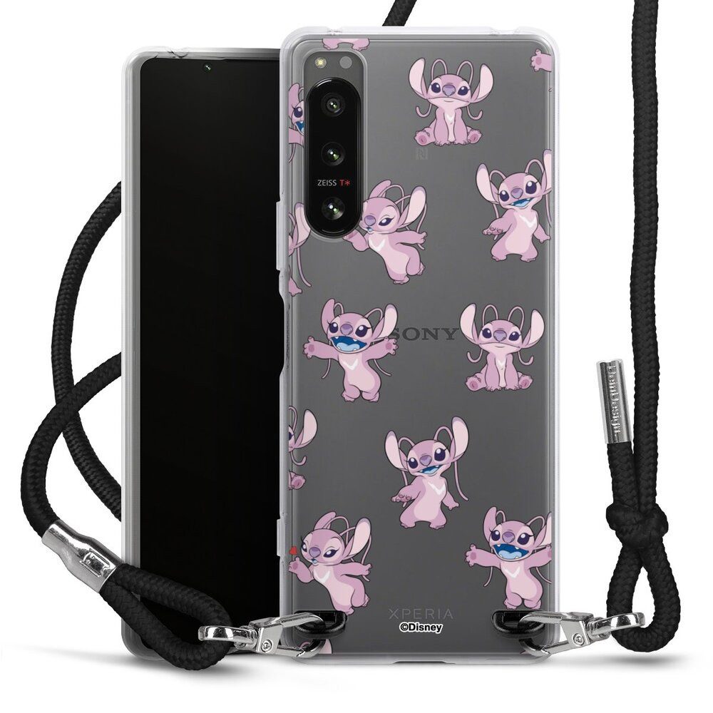 DeinDesign Handyhülle Lilo & Stitch Engel Disney Angel Faces Pattern Transparent, Sony Xperia 5 IV Handykette Hülle mit Band Case zum Umhängen