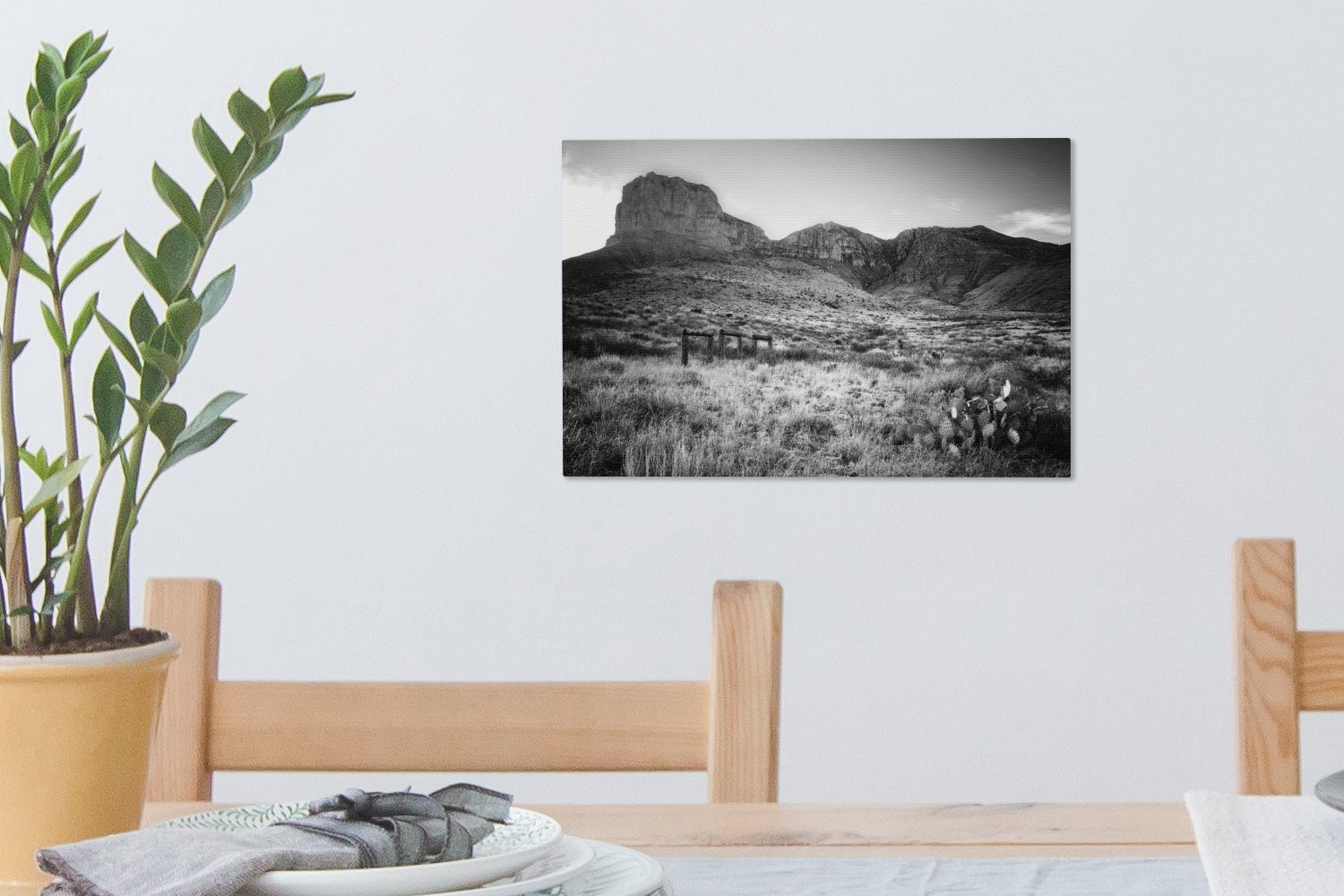 Mountains Schwarz-Weiß-Bild Aufhängefertig, Leinwandbild Guadalupe Park, Wanddeko, (1 OneMillionCanvasses® Wandbild Ein 30x20 des cm National Leinwandbilder, St),