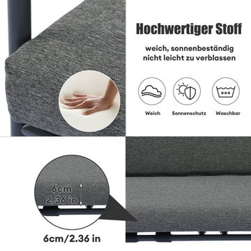 BlingBin Gartenlounge-Set Outdoor-Sofagarnitur,Gartenmöbel,vier Sitze, zwei runde Couchtische, (3-tlg), Sitzkissen abnehmbar und waschbar,verzinktes Stahlrohr