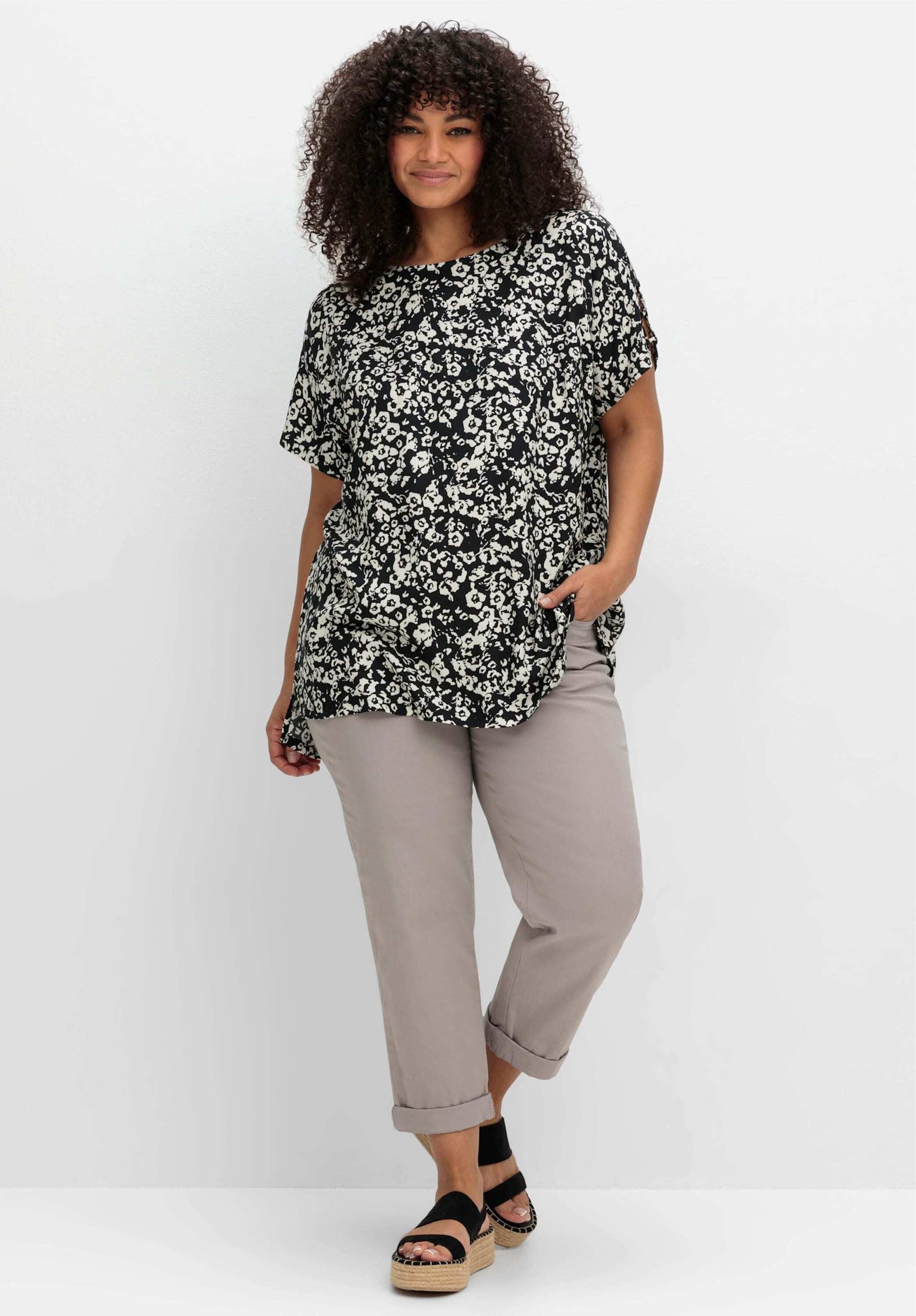 Sheego Klassische Bluse Tunika Kurzarm