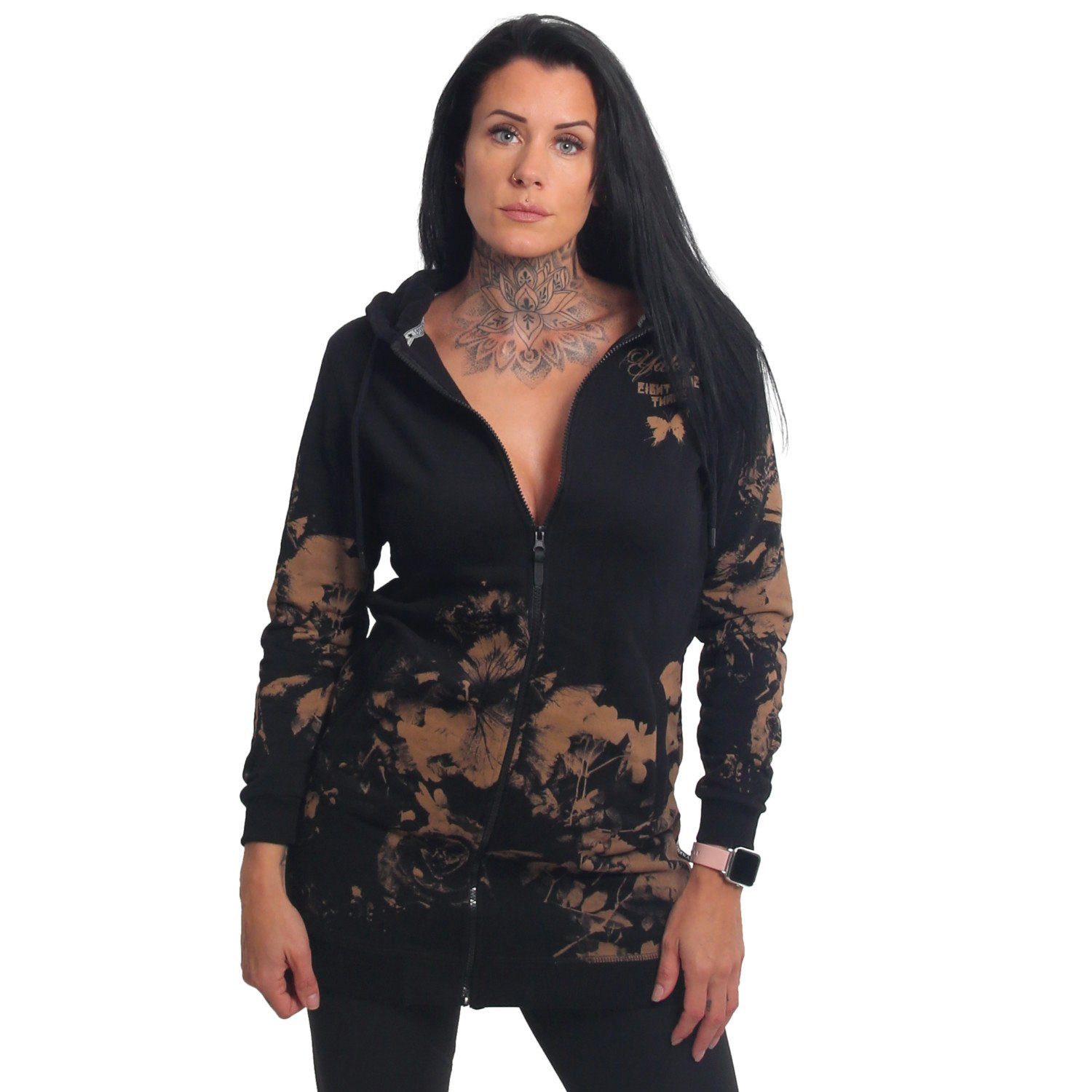 YAKUZA Kapuzensweatjacke Wild Flowers mit lässigen, langen Schnitt