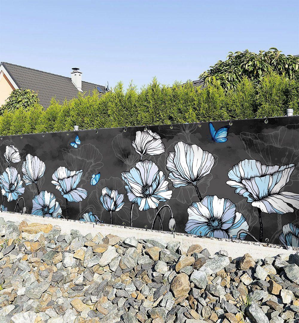 Sichtschutzzaunmatten Zaunbanner Blümchenfeld bei Nacht Sichtschutz Garten Zaun