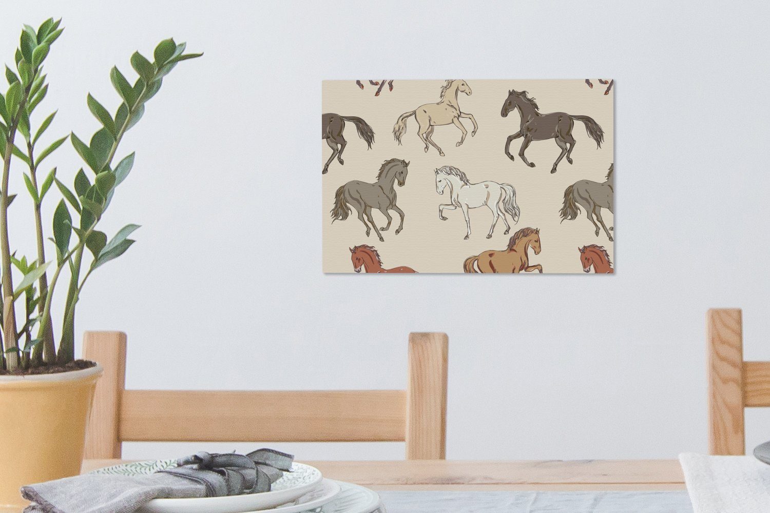 OneMillionCanvasses® Leinwandbild Pferde - Mädchen Rosa Wandbild Mädchen, (1 Grau Leinwandbilder, - - Aufhängefertig, cm Wanddeko, Kinder - St), 30x20 