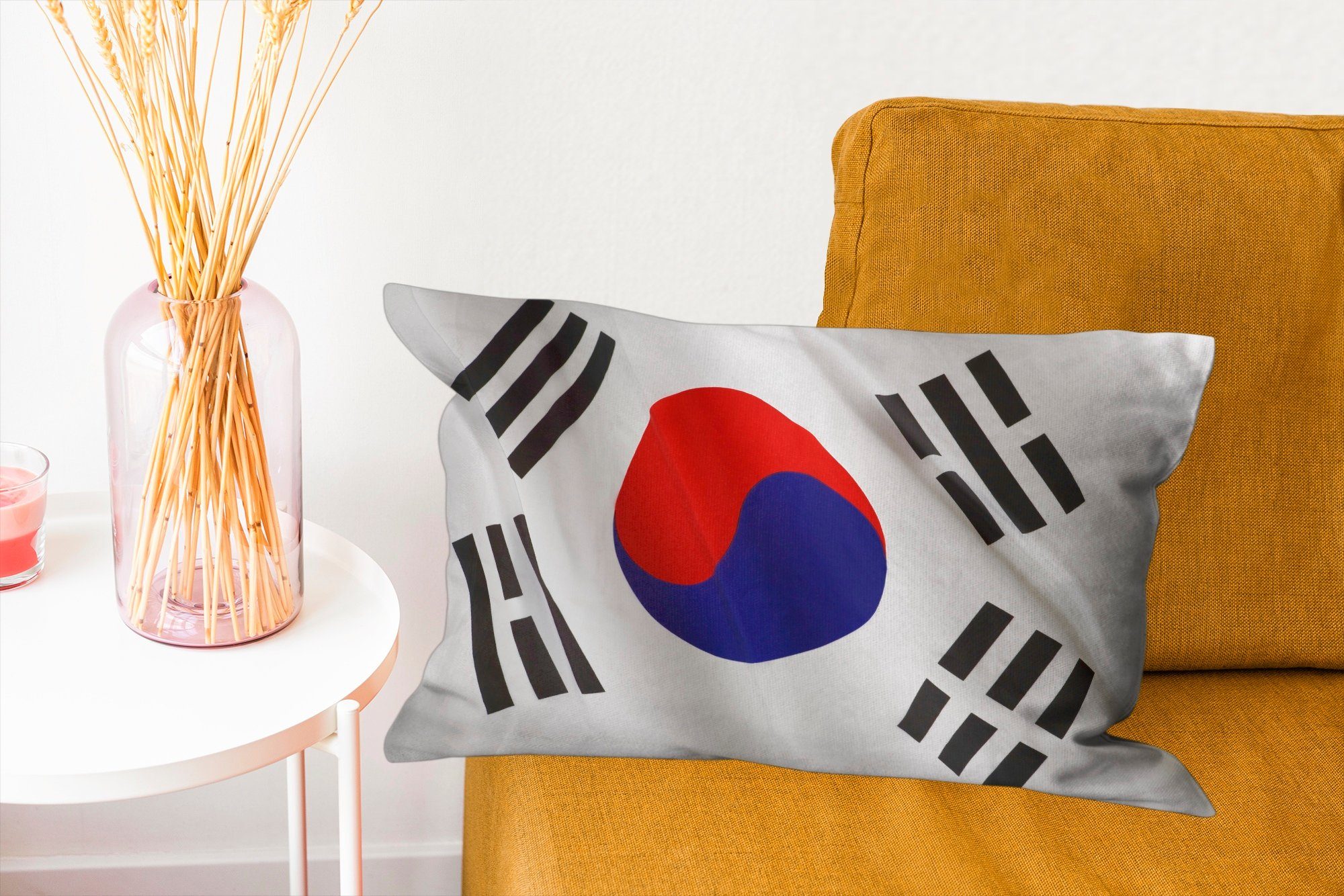 MuchoWow Flagge Südkorea, Dekoration, Dekokissen Dekokissen Schlafzimmer von Nahaufnahme der Zierkissen, Füllung, mit Wohzimmer