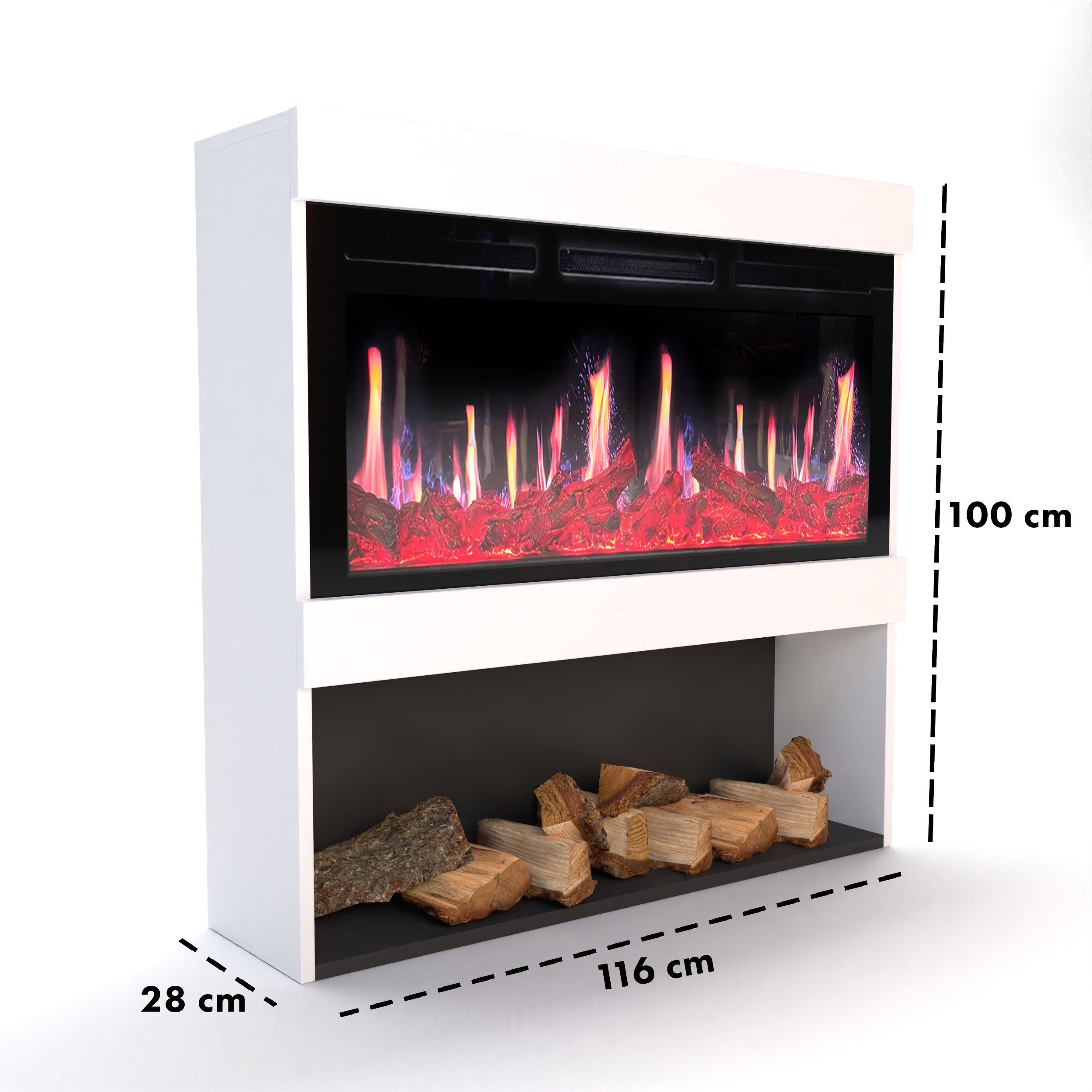 GLOW FIRE Elektrokamin Glow Fire SCM-2 Elektrokamin Screen Motion, Elektrischer Kamin mit Fernbedienung, Timer, 3D Flammenspiel, LED Feuer