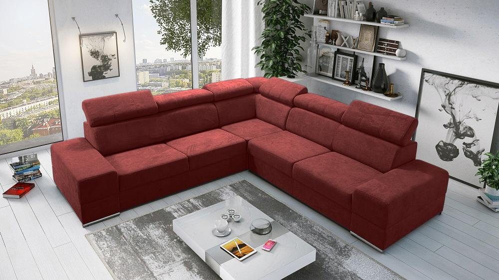 JVmoebel Ecksofa L-Form Designer Sofa Couch Ecksofa Neu Ecksofa Polster, Made in Europe Rot