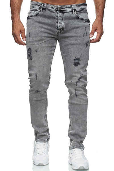 Reslad Destroyed-Jeans Reslad Jeans Herren Destroyed Slim Fit Herren-Hose Jeanshose Männer Destroyed Look Stretch Slim Fit Jeans