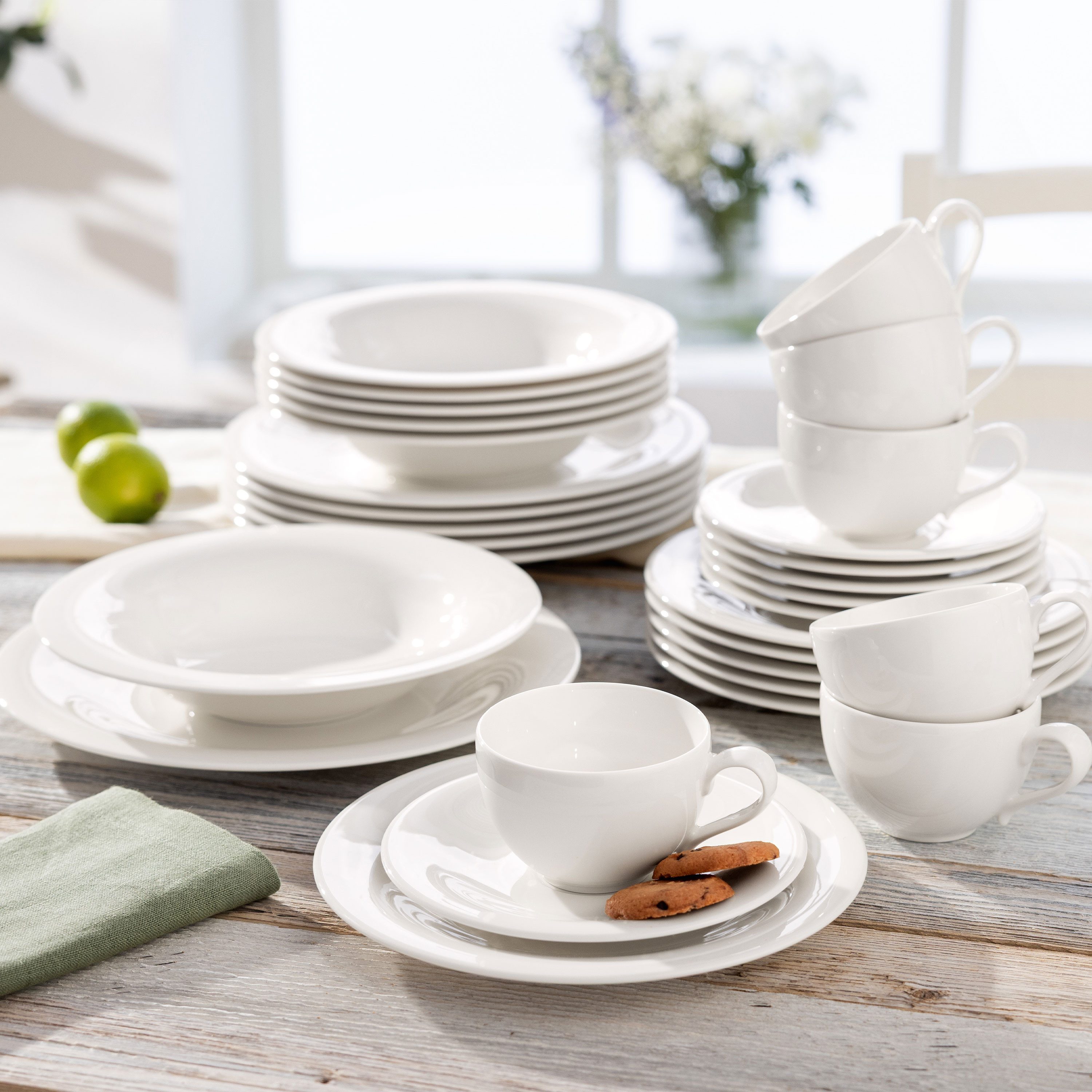 like. by Villeroy & Boch Geschirr-Set Essential Starter-Set (30-tlg), 6 Personen, Porzellan, Premium Porzellan