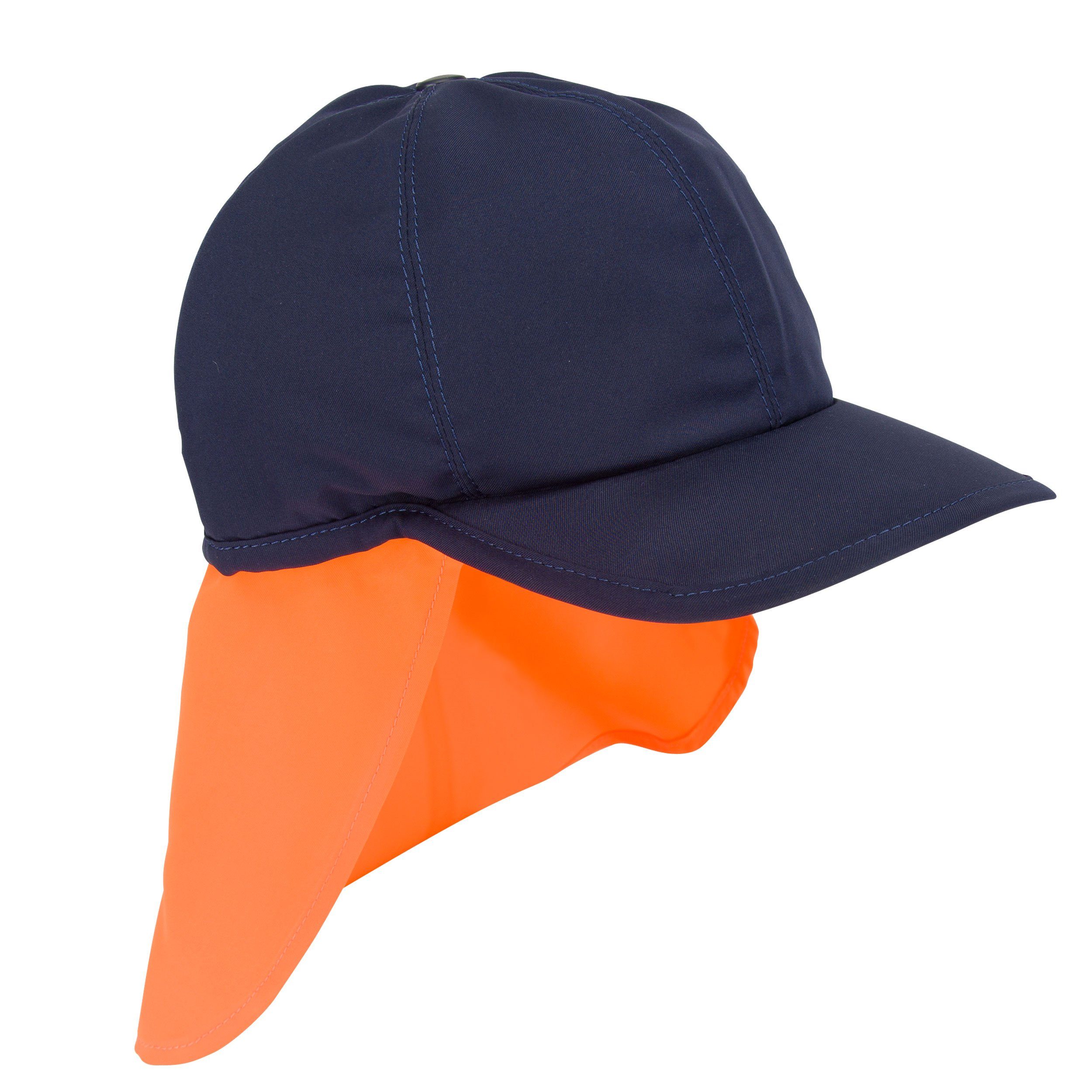 E.COOLINE Baseball Cap -kühlendes Cap mit Nackenschutz - Kühlung durch Aktivierung mit Wasser Klimaanlage zum Anziehen Blau/ Orange