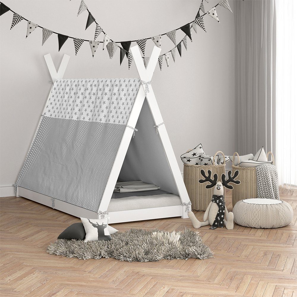 VitaliSpa® Kinderbett Überwurf für Kinderbett TIPPI 90x200cm Grau Weiß