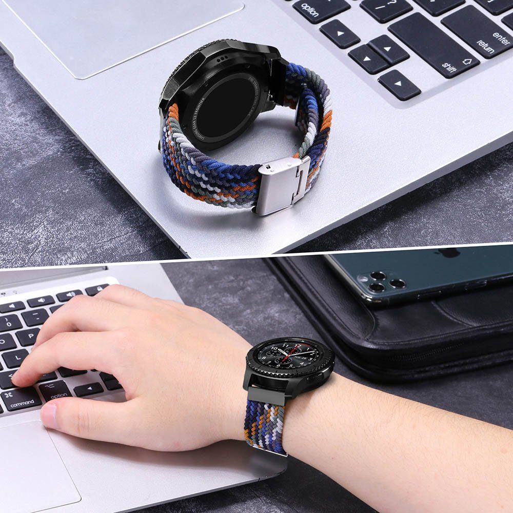 Watch/Huawei mm, Watch/Garmin/Fossi für SmartWatch-Armband Nylonband Denim Uhrenarmband, Galaxy BTTO Farben Elastisches 20 6 Armband Regenbogen Samsung Uhrenarmband mm/22