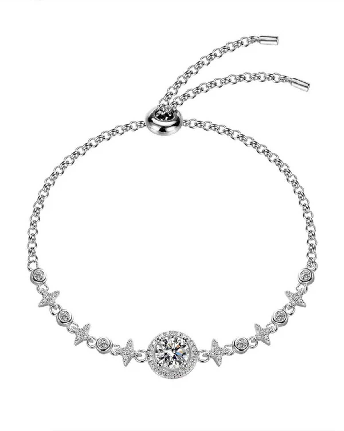 Staufergold Armkette Moissanit Armband „Grace Line“ 1 ct Silber