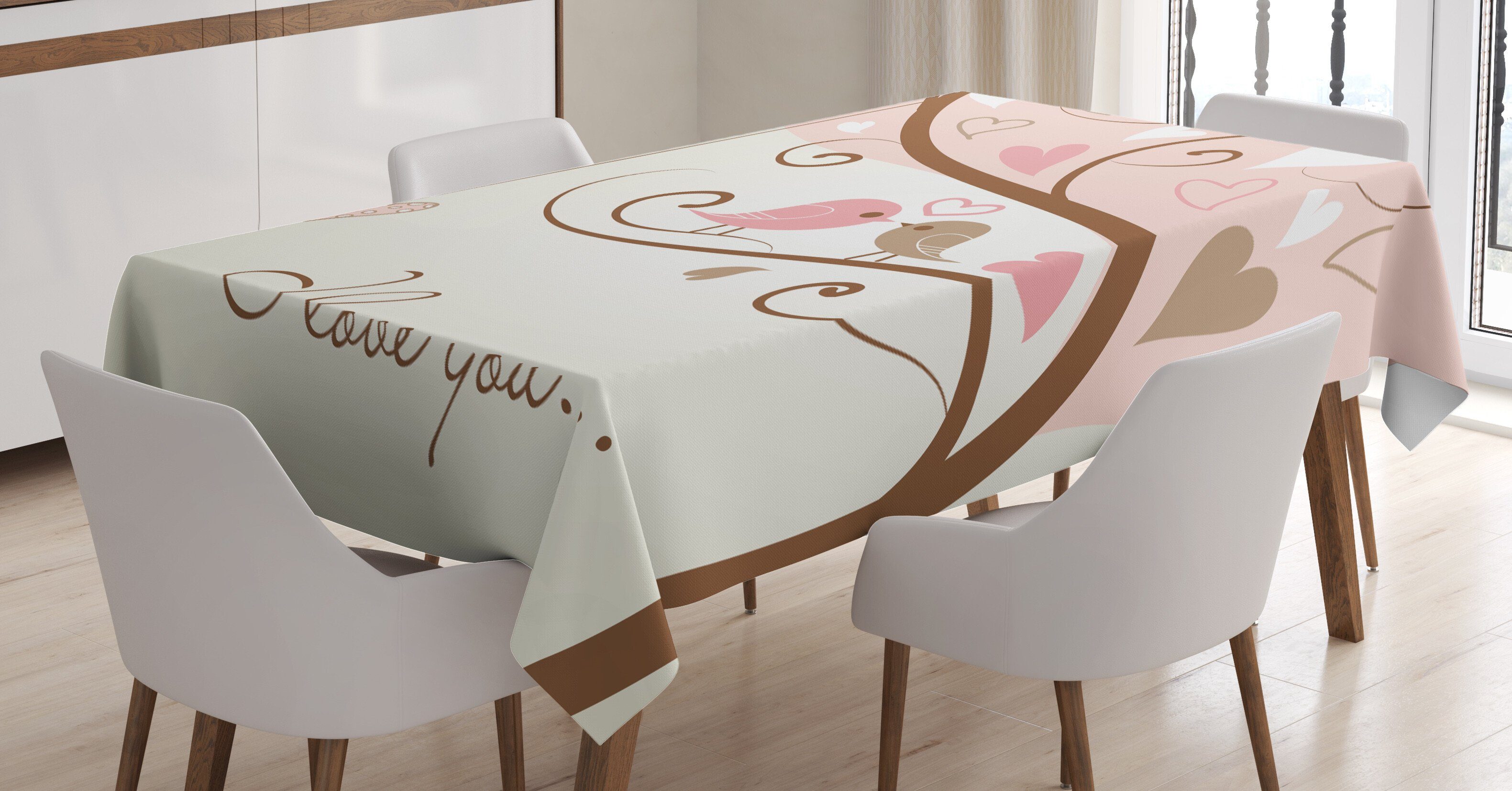 Abakuhaus Tischdecke Farbfest Waschbar Farben, Motiv den Vögel geeignet Bereich 2 Liebe Für Außen Klare Romantik