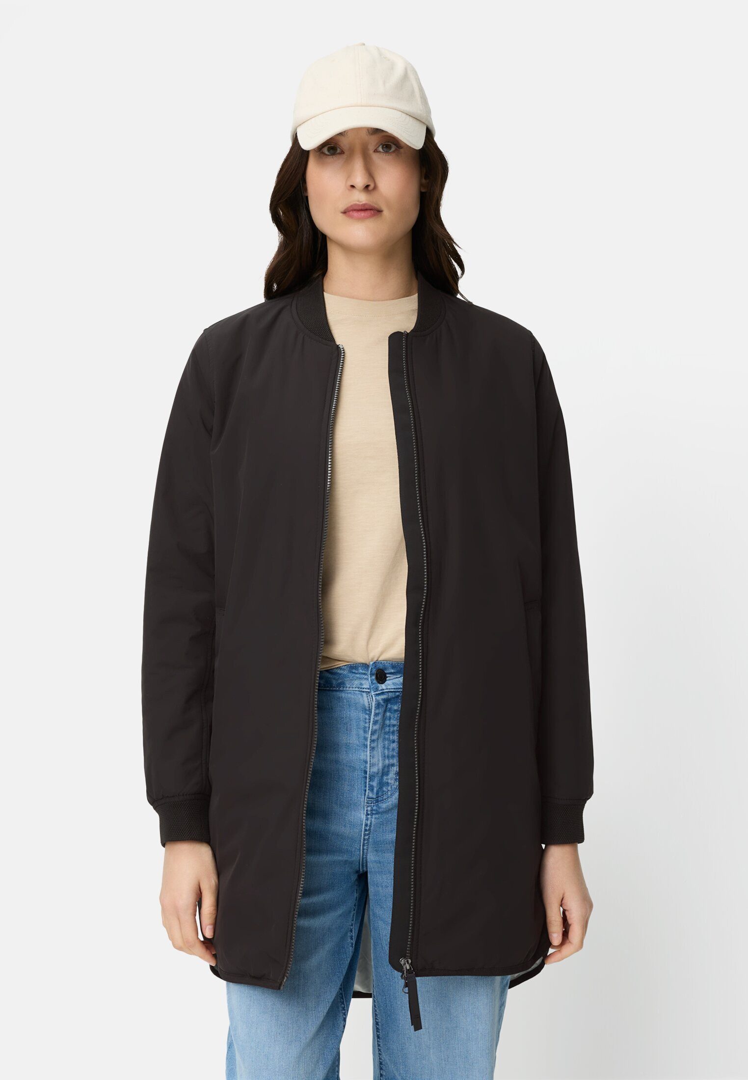 camel active Langmantel Mantel mit 2-Wege-Reißverschluss Langarm Bomberkragen