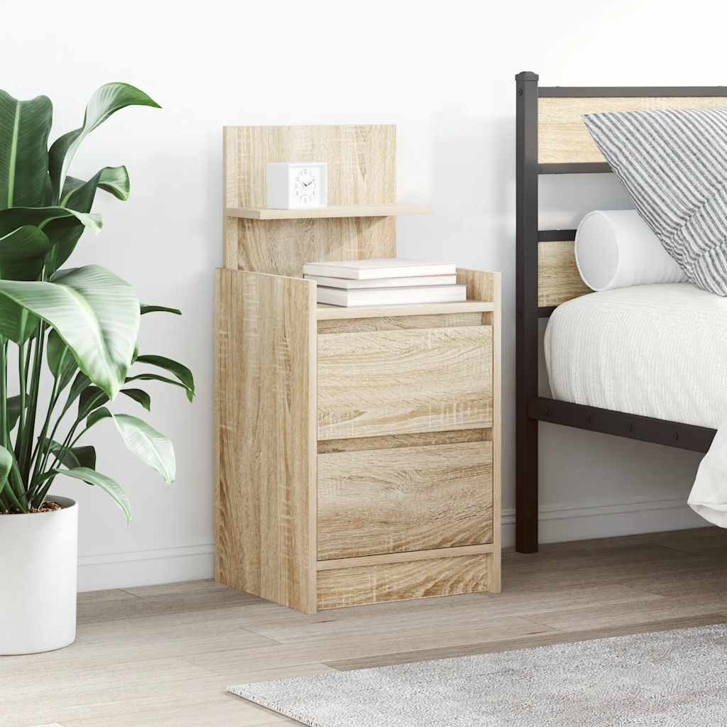 vidaXL Nachttisch Nachttische mit 2 Schubladen 2 Stk. Sonoma-Eiche 38x34x80 cm (2-St) – Bild 2 von 5