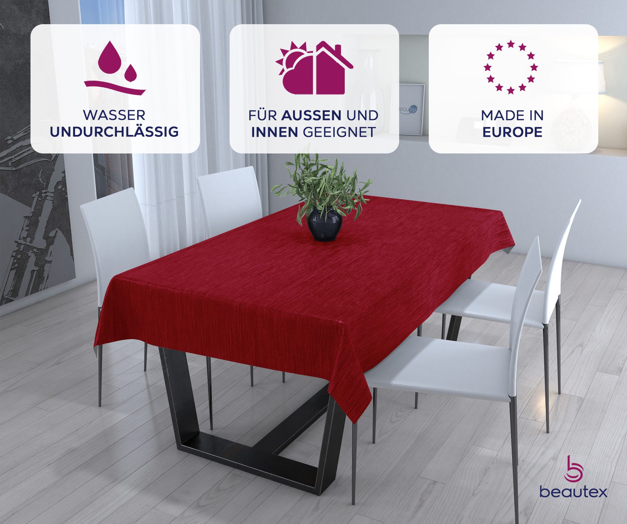 Beautex Tischdecke Wachstuchtischdecke Meterware abwaschbar fleckenabweisend aus PVC (1-tlg), Wasserundurchlässig, Zuschneidbar, Pflegeleicht, Oberflächenversie – Bild 3 von 5