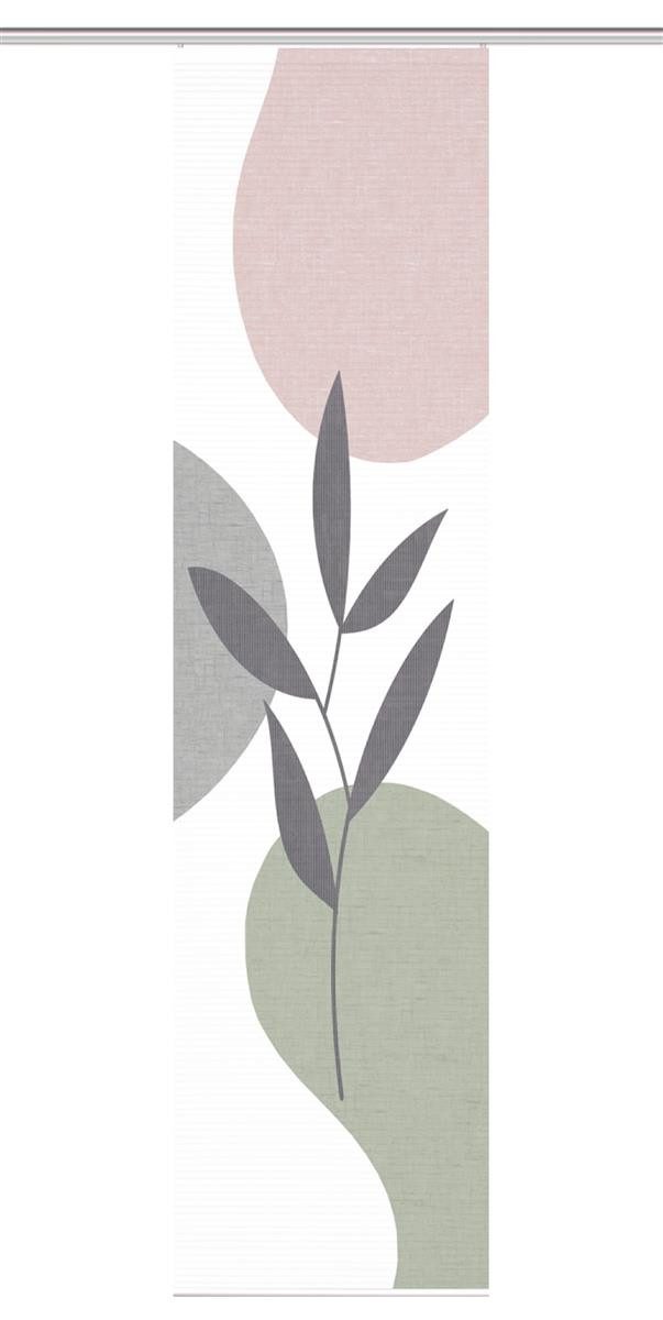 HOME in green Schiebegardine Home In Green Schiebevorhang Bambusoptik Recycelt Digitaldruck Fronda (1 St), Kunstfaser, 1x Schiebewand inkl. Paneelwagen und Klemmleiste Rose Grün