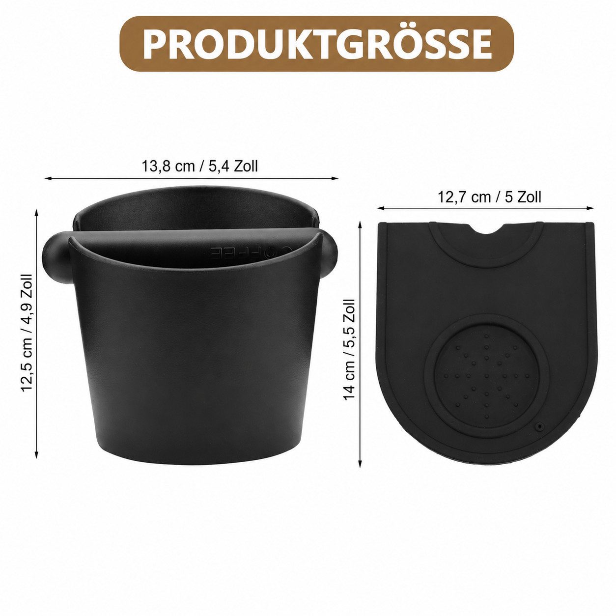 BlingBin Ausklopfbehälter Abschlagbehälter für Siebträgermaschine Zubehör, mit Stopfmatte, Espresso-Kaffeeklopfbox, langlebige Barista-Abklopfbox für Kaffeesatz