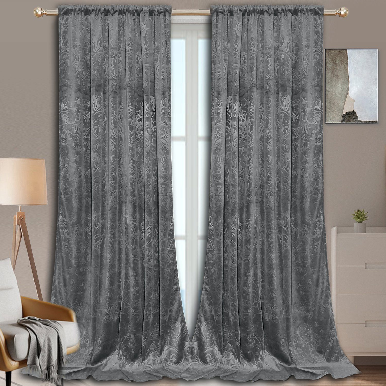 BTTO V&G Vorhang Gardinen Blickdicht Vorhang Samt Velvet Kräuselband (2 St) günstig online kaufen