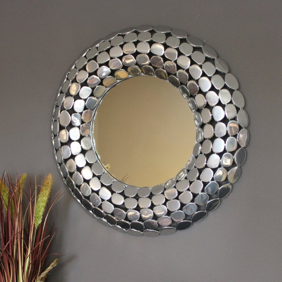 Metall Spiegel silber 63x63 modern, rund Arnusa Wanddekoration Dekospiegel edle Wandspiegel cm