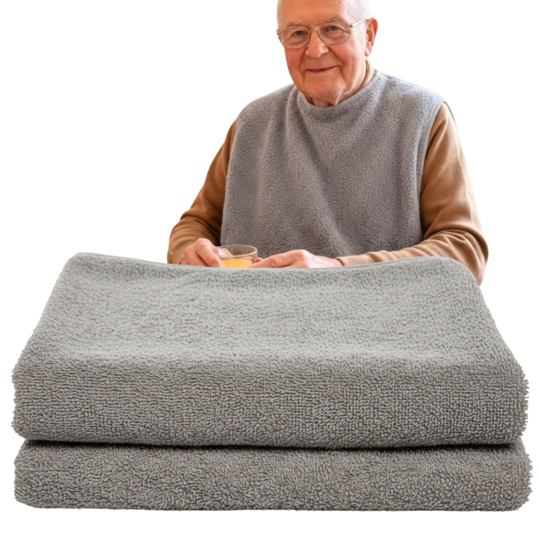 Seniori Lätzchen für Erwachsene 2er Set 50x100 Essschutz Baumwolle, (2 Stück), Grau und Grau