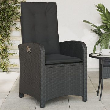 vidaXL Gartenstuhl Gartensessel mit Kissen 2 Stk. Verstellbar Schwarz Poly Rattan (2 St)