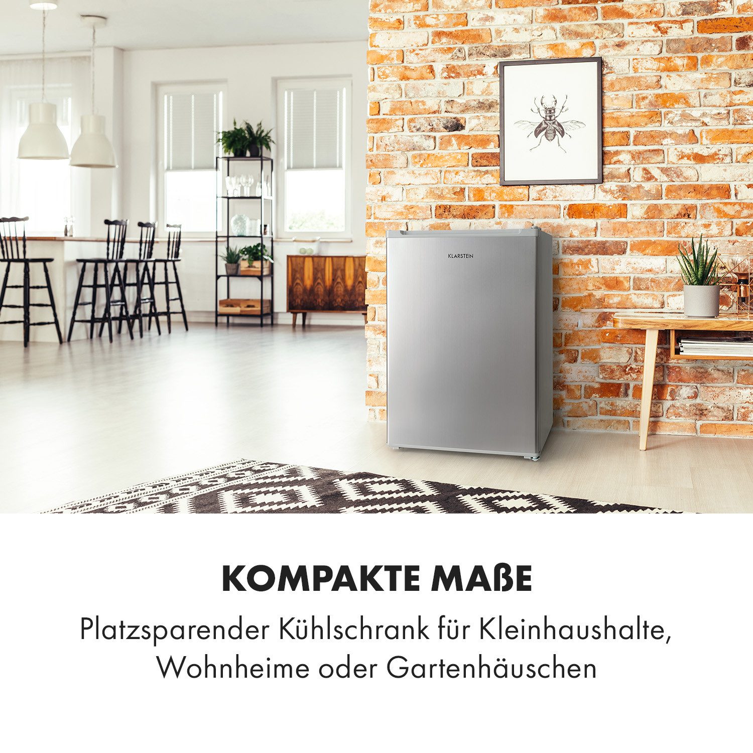 Klarstein Table Top Kühlschrank Delaware Mini-Kühlschrank 75 L mit 4 L Gefrierfach Kompression 10034553, 70 cm hoch, 47.5 cm breit, Mini-Kompaktkühler Wohnwagen Boot Camping & Singlewohnung leise