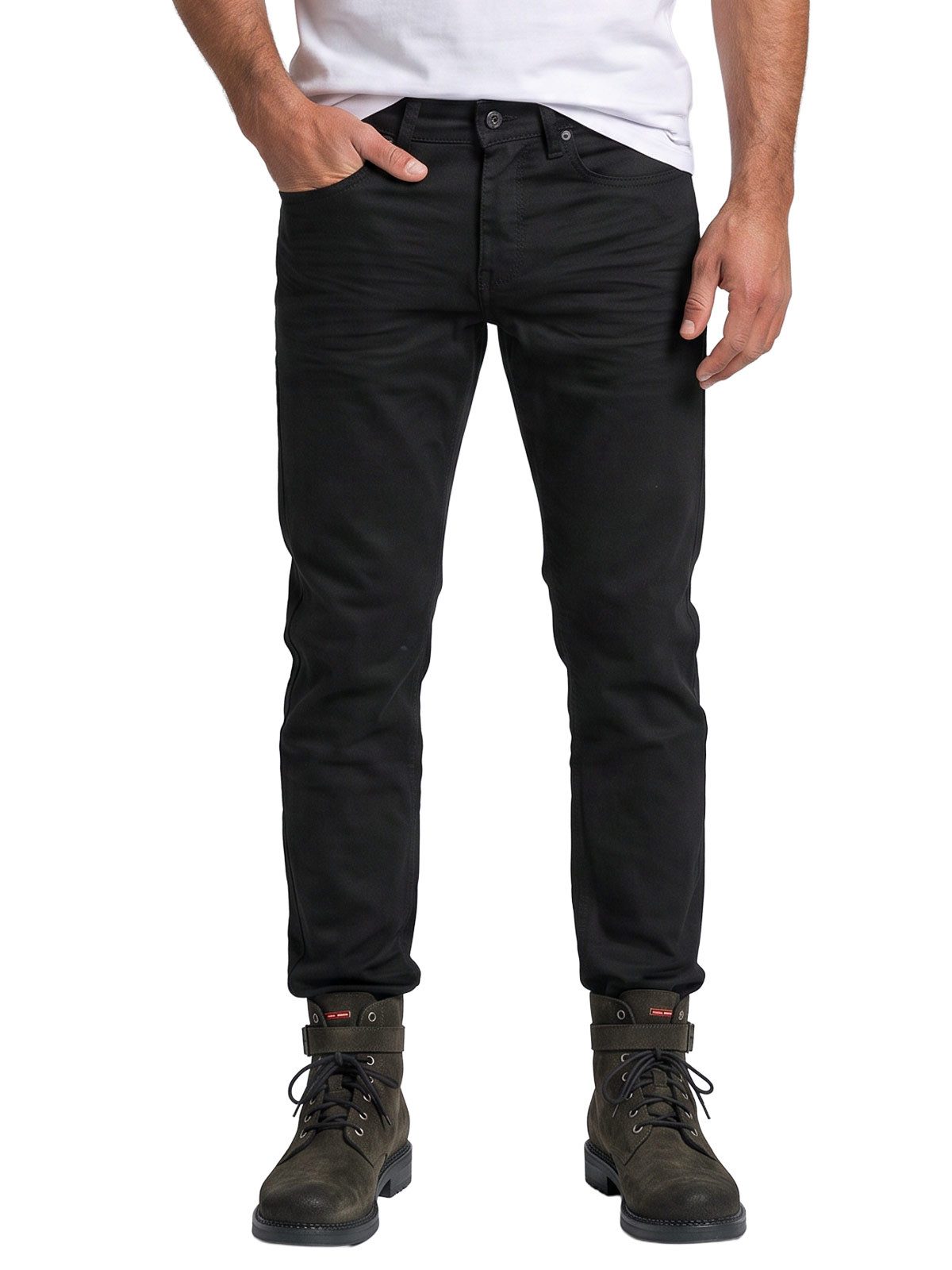 emilio adani Stretch-Jeans Herren Super-Stretch-Jeans Tiefschwarz, Schwarz