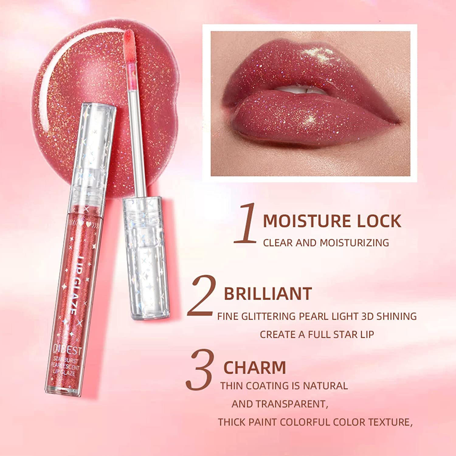 9 Schimmer Langanhaltender Wasserdichter Lippenstift Haiaveng Diamant Lipgloss-Set Metallic Glitter Farben Set, Glänzender Lipgloss