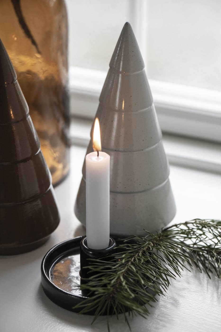 Ib Laursen Windlicht IB Laursen Kerzen Halter Ständer schwarz Porzellan Kerzen Weihnachten (1x Kerzenhalter)