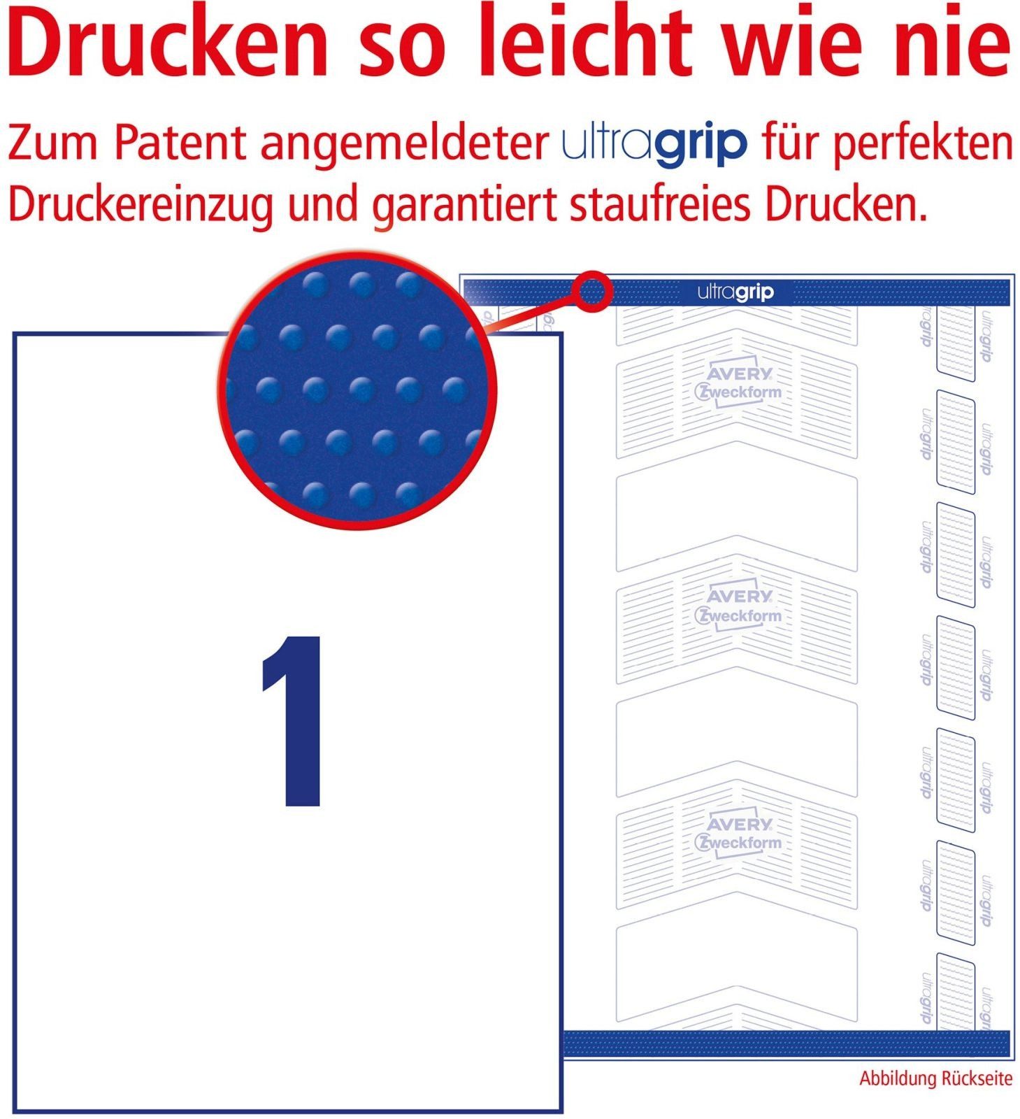 Avery Zweckform Etiketten Universal-Etiketten ultragrip 210x297 mm VE=10 Etiketten / 10 Bogen we