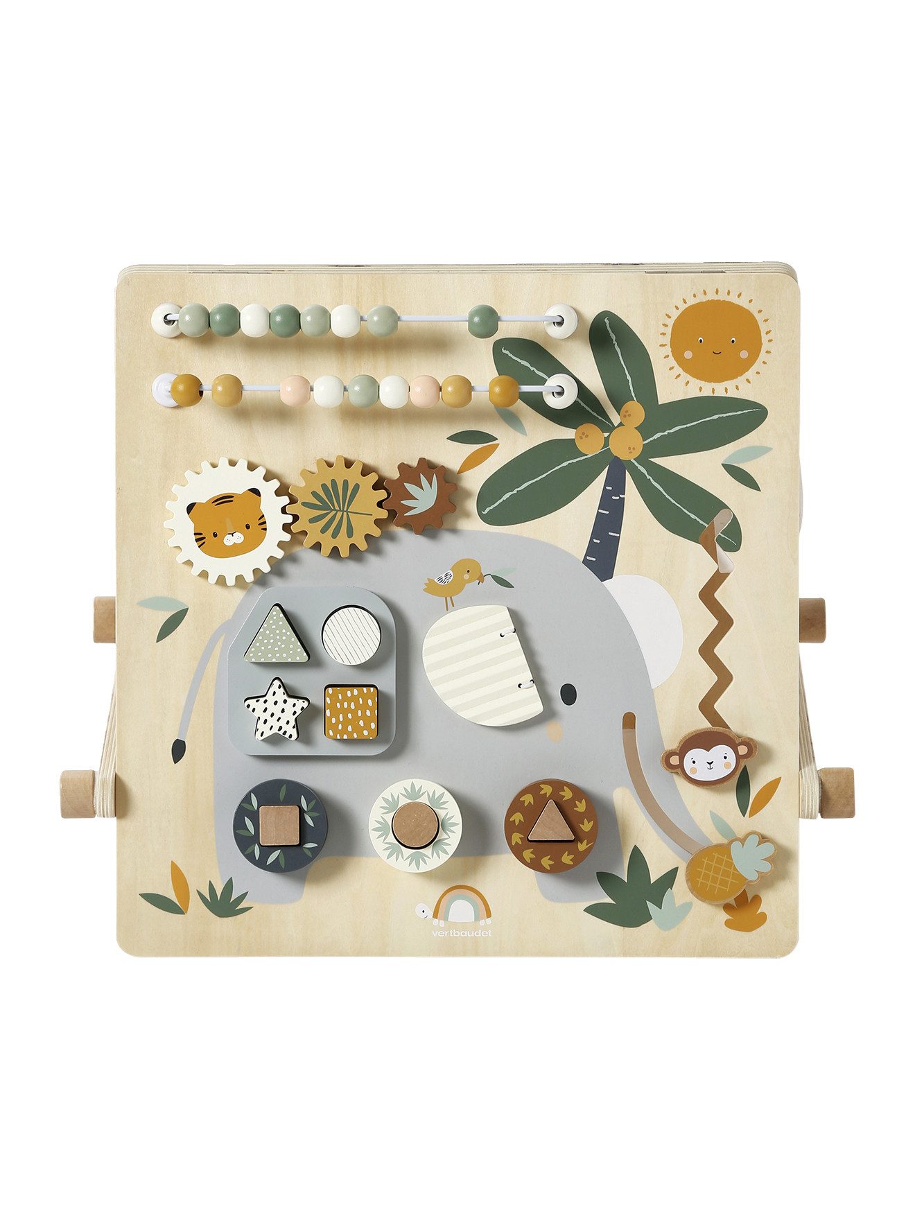 vertbaudet Lernspielzeug Baby Activity-Tafel TANSANIA aus Holz FSC®, wendbar