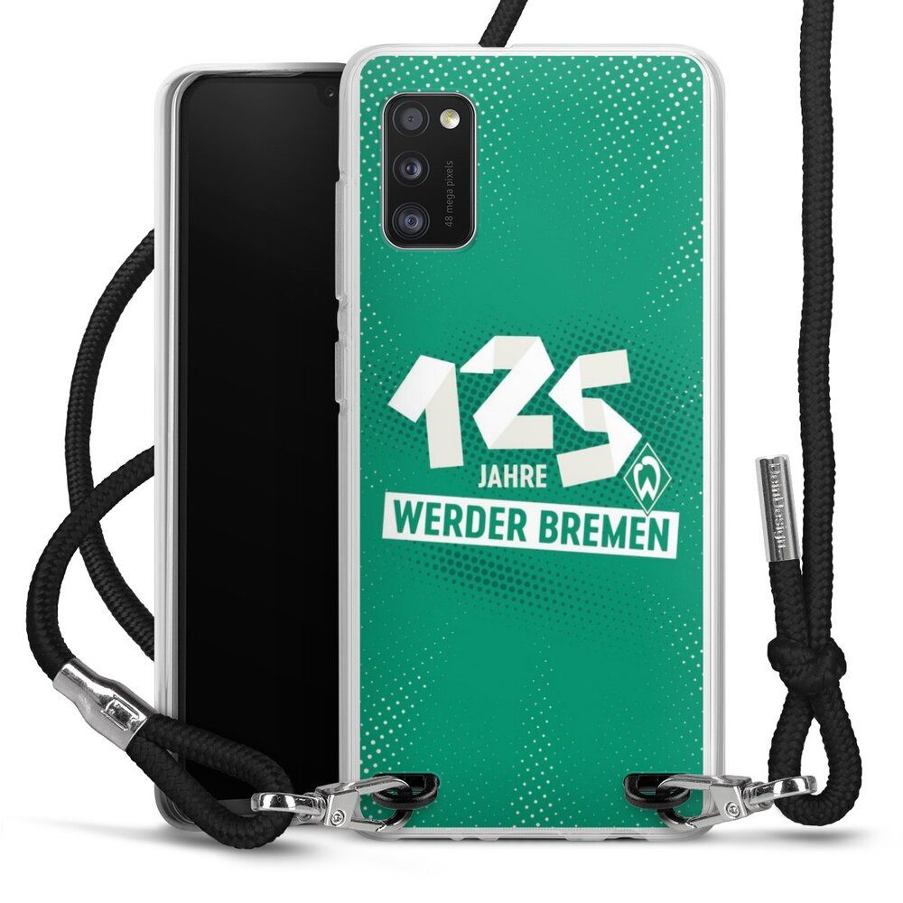DeinDesign Handyhülle 125 Jahre Werder Bremen Offizielles Lizenzprodukt, Samsung Galaxy A41 Handykette Hülle mit Band Case zum Umhängen