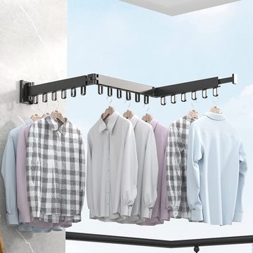 Bedee Kleiderständer Wäscheständer Einziehbar Kleiderstnder Kleiderstange Wandmontage, (1 St., mit Handtuchhalter), Perfekt für Schlafzimmer, Badezimmer, Waschküchen und Balkone