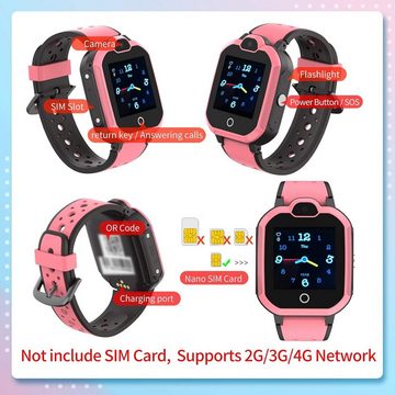 FRITEAPA Smartwatch (1,44 Zoll, SIM-Karte), 4G Wasserdicht Kinder uhr Telefon Handy Uhr mit Anti-verlorener