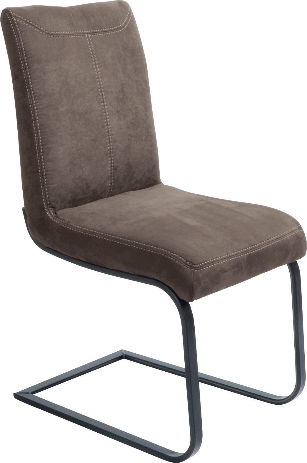 K+W Komfort & Wohnen Freischwinger Floyd, Kontrastnaht, Freischwingergestell aus Vierkantrohr Roheisen schwarz