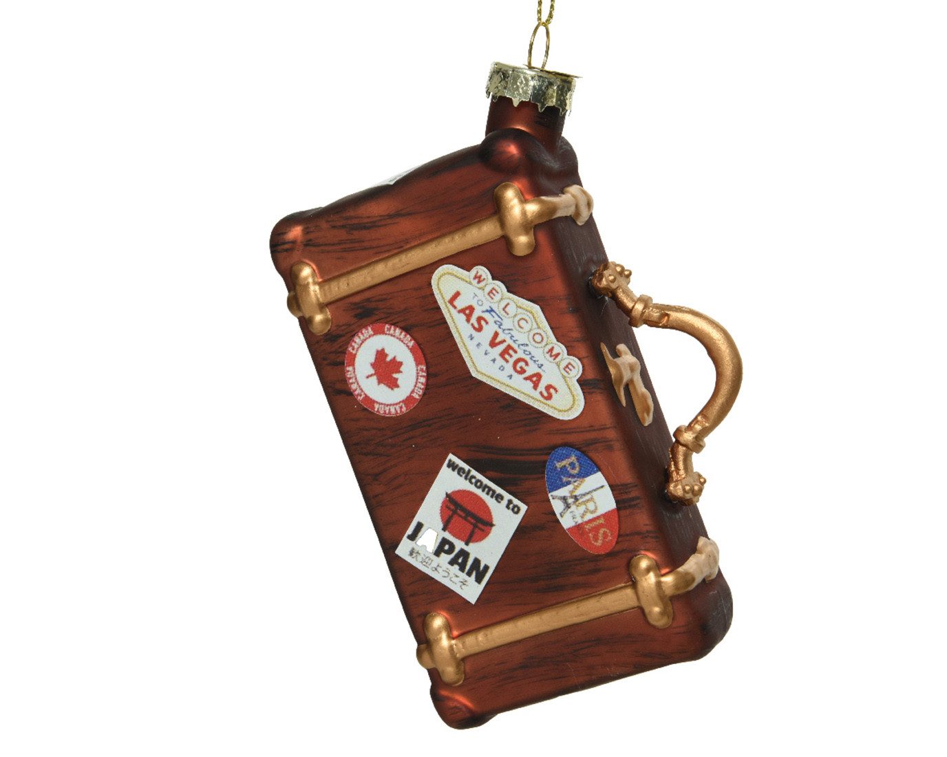 Kaemingk Christbaumschmuck, Christbaumschmuck Glas Reisekoffer 12cm braun
