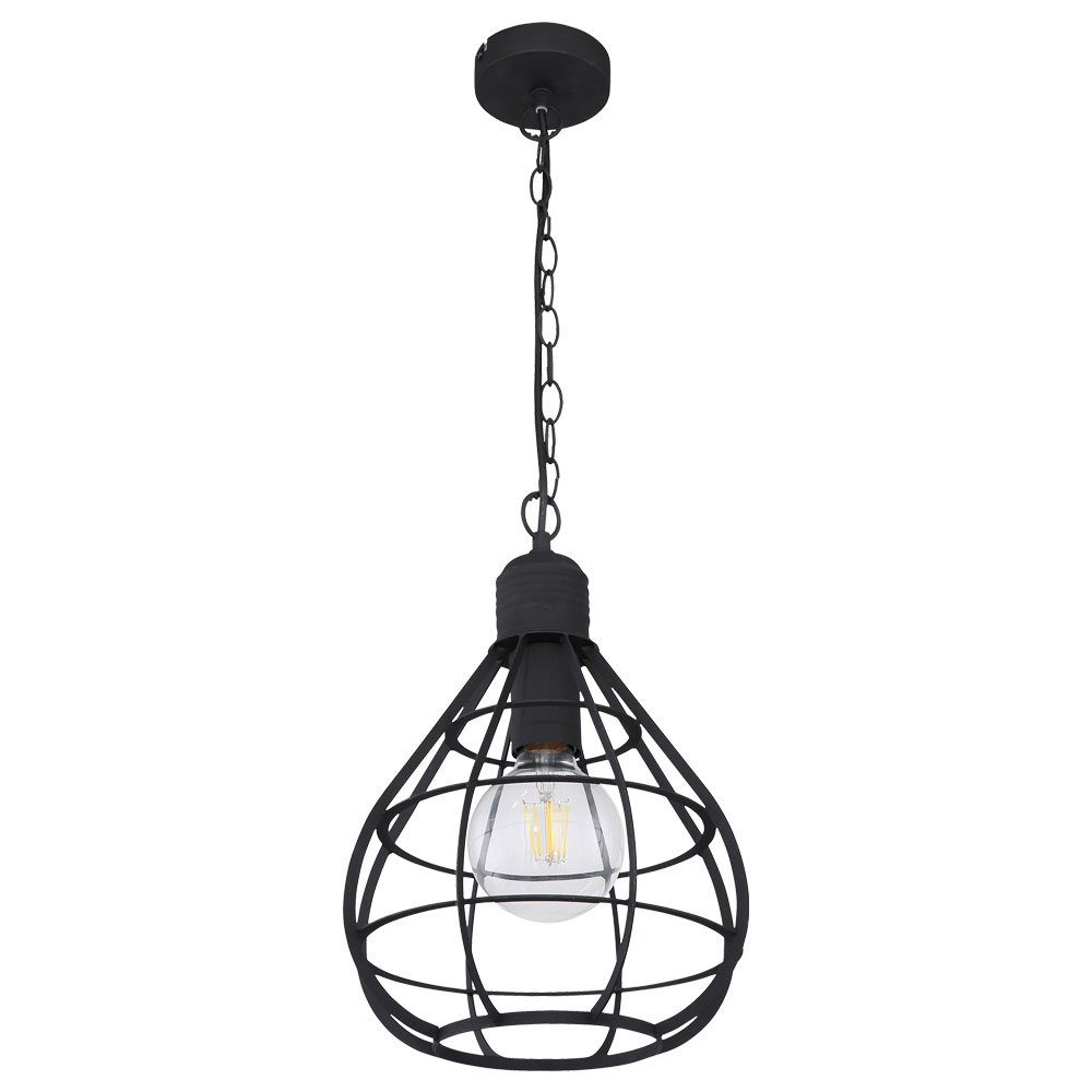 GLOBO LIGHTING Hängeleuchte, Leuchtmittel nicht inklusive, Hängeleuchte Esszimmerlampe Metallschwarz Gitterschirm D 25 cm