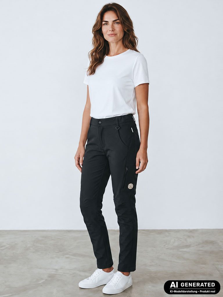 Baumfuchs Softshellhose Damen Outdoor-Hose 20867 - Wanderhose Trekkinghose Innen mit Fleece Elastischer Bund, Vorgeformte Knie, Verstellbarer Beinabschluss