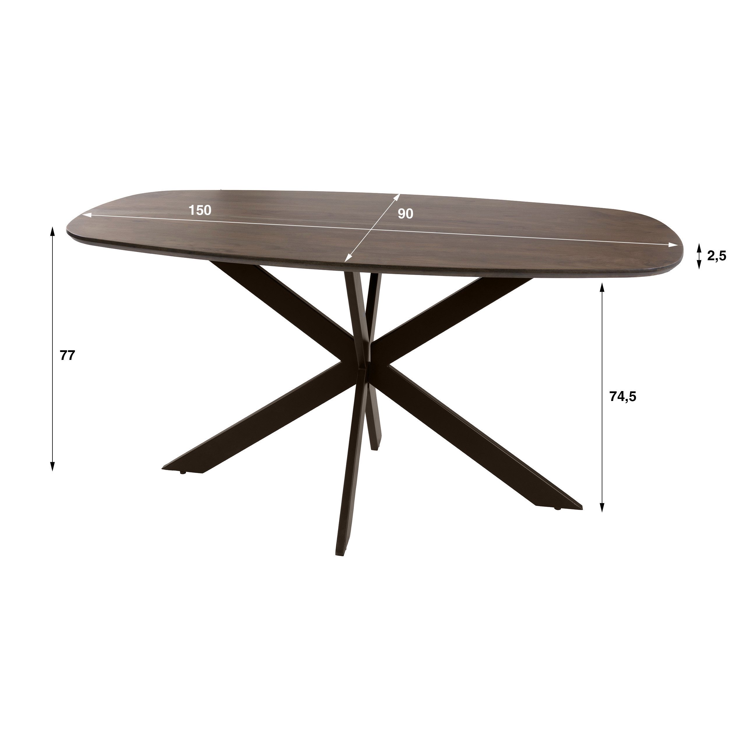 LEVEN Lifestyle Esstisch Esszimmertisch SCANDO dänisch oval Akazie massiv braun, in 3 Größe erhältlich: 150 cm, 180 cm und 215 cm – Bild 4 von 5